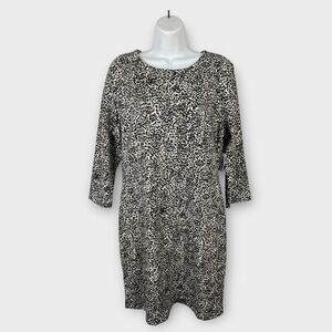 NWT Old Navy Leopard Animal Print Career Dress 3/4 Slv Knee Length Large